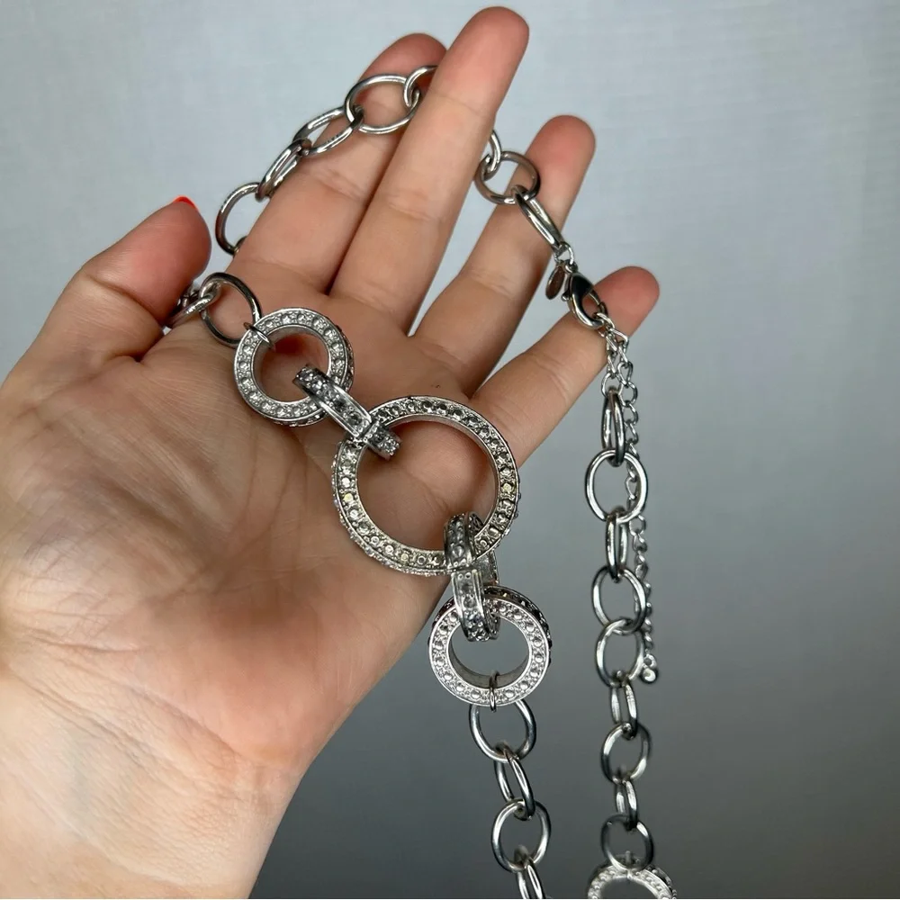 Chico's | Silver Circle Link Jewel Accent Belt‎ Nickel
